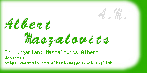 albert maszalovits business card